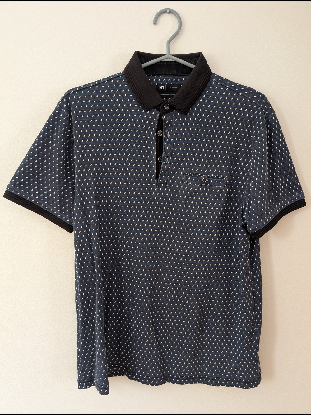 Men's Le 31 Patterned Polo Shirt with Contrast Collar